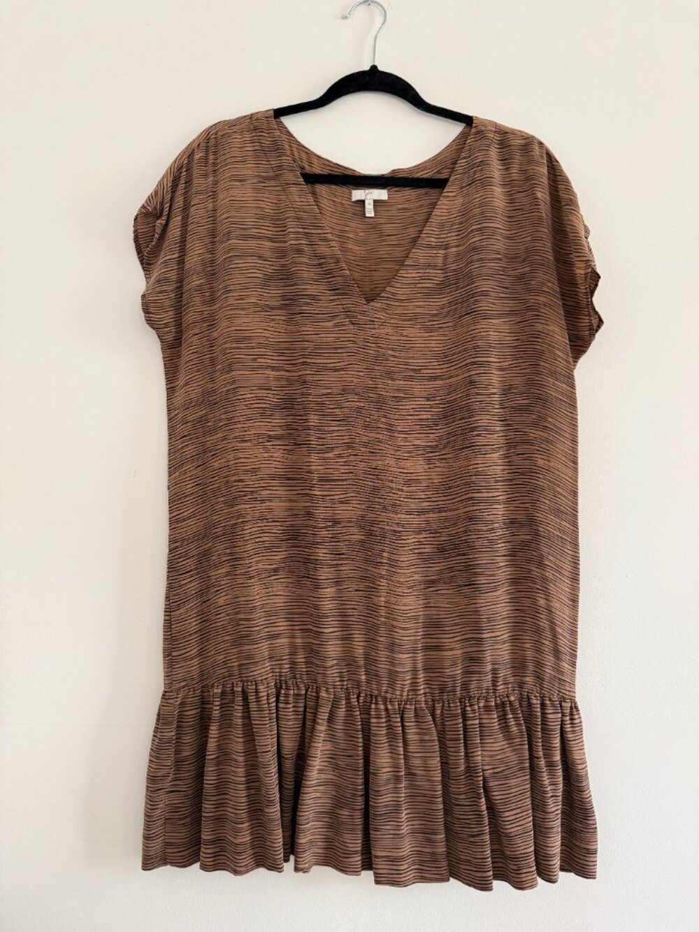 Joie Silk V Neck Mini Dress Tiger Stripe